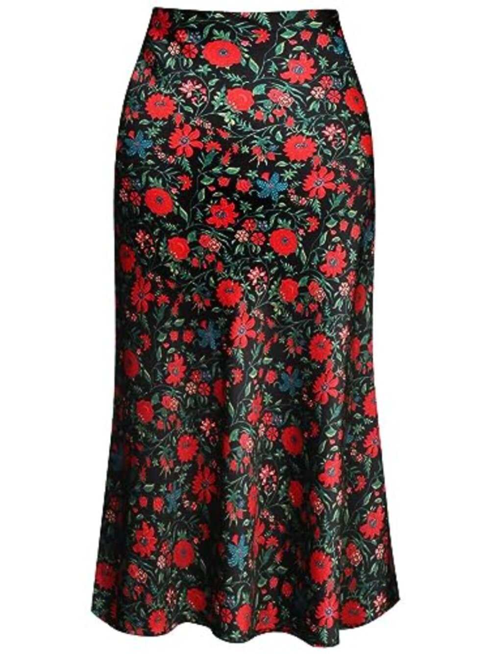 Women's Silk Satin Midi Pencil Skirt High Waisted